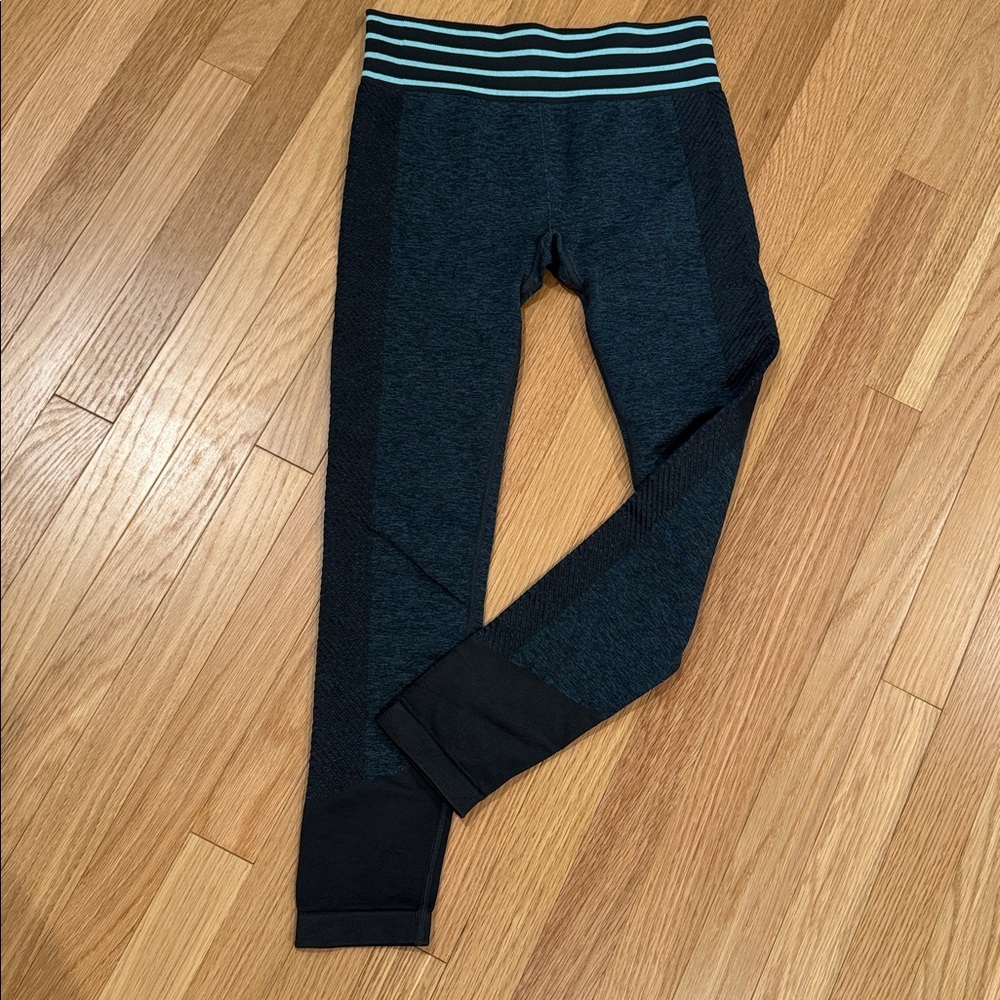 Black and Teal Striped Leggings